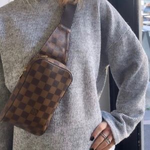 Authentic Louis Vuitton Vintage Damier Ebene Geronimo Belt Waist Bag